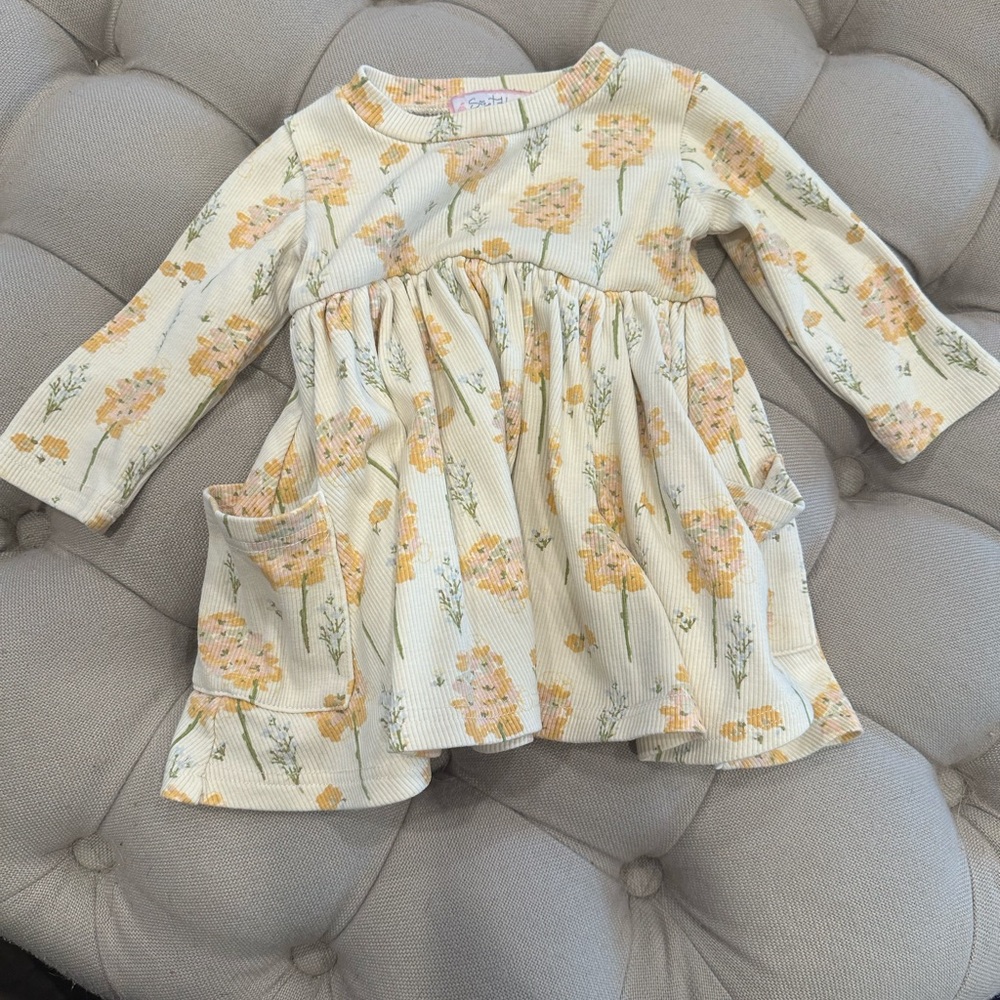 SweetHoney Yellow Floral Baby Dress Twirl, 12m